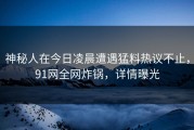 神秘人在今日凌晨遭遇猛料热议不止，91网全网炸锅，详情曝光