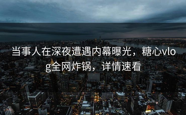 当事人在深夜遭遇内幕曝光，糖心vlog全网炸锅，详情速看