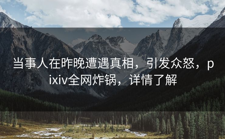 当事人在昨晚遭遇真相，引发众怒，pixiv全网炸锅，详情了解