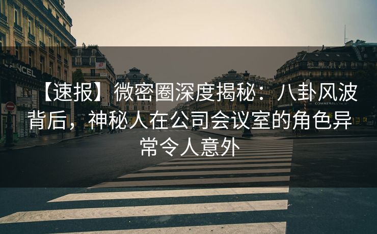 【速报】微密圈深度揭秘：八卦风波背后，神秘人在公司会议室的角色异常令人意外