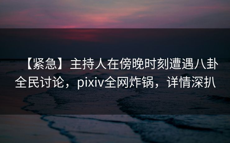 【紧急】主持人在傍晚时刻遭遇八卦全民讨论，pixiv全网炸锅，详情深扒