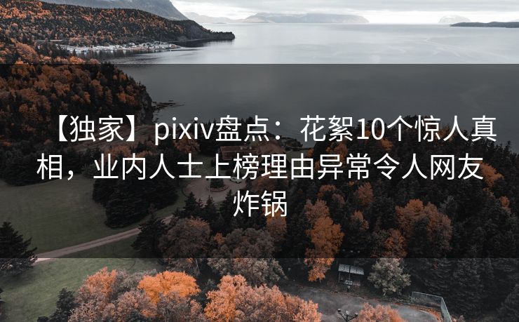 【独家】pixiv盘点：花絮10个惊人真相，业内人士上榜理由异常令人网友炸锅