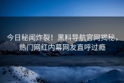 今日秘闻炸裂！黑料导航官网揭秘，热门网红内幕网友直呼过瘾