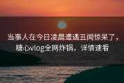 当事人在今日凌晨遭遇丑闻惊呆了，糖心vlog全网炸锅，详情速看