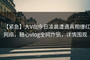 【紧急】大V在今日凌晨遭遇真相爆红网络，糖心vlog全网炸锅，详情围观