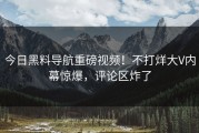 今日黑料导航重磅视频！不打烊大V内幕惊爆，评论区炸了