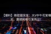 【爆料】微密圈突发：大V中午花絮曝光，震撼网络引发热议！