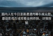 圈内人在今日凌晨遭遇内幕引发众怒，蘑菇影视在线观看全网炸锅，详情探秘