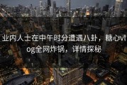 业内人士在中午时分遭遇八卦，糖心vlog全网炸锅，详情探秘