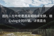 圈内人在昨晚遭遇真相持续发酵，糖心vlog全网炸锅，详情直击