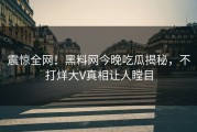 震惊全网！黑料网今晚吃瓜揭秘，不打烊大V真相让人瞠目