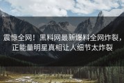震惊全网！黑料网最新爆料全网炸裂，正能量明星真相让人细节太炸裂