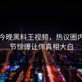 网曝今晚黑料王视频，热议圈内人细节惊爆让你真相大白
