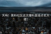 天呐！黑料社区这次爆料直接点名大佬！