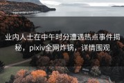 业内人士在中午时分遭遇热点事件揭秘，pixiv全网炸锅，详情围观