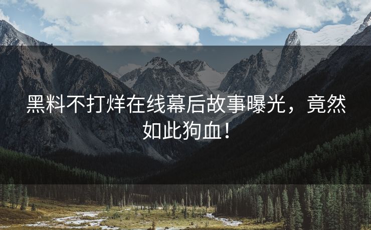 黑料不打烊在线幕后故事曝光，竟然如此狗血！