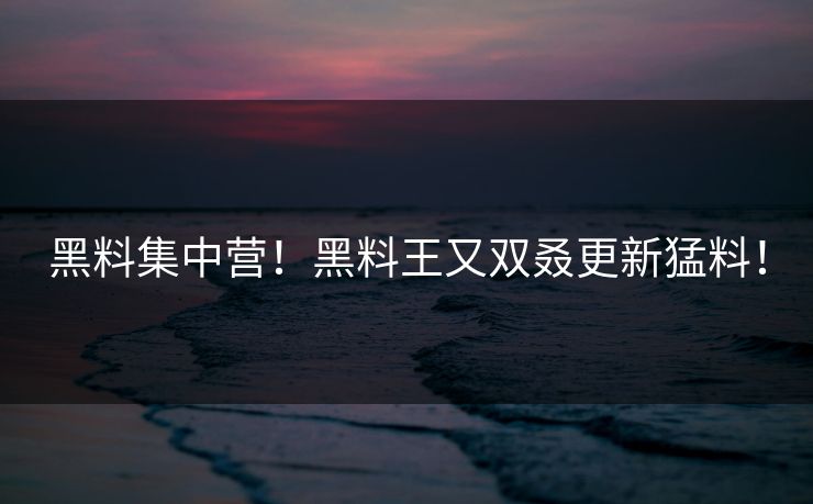 黑料集中营！黑料王又双叒更新猛料！