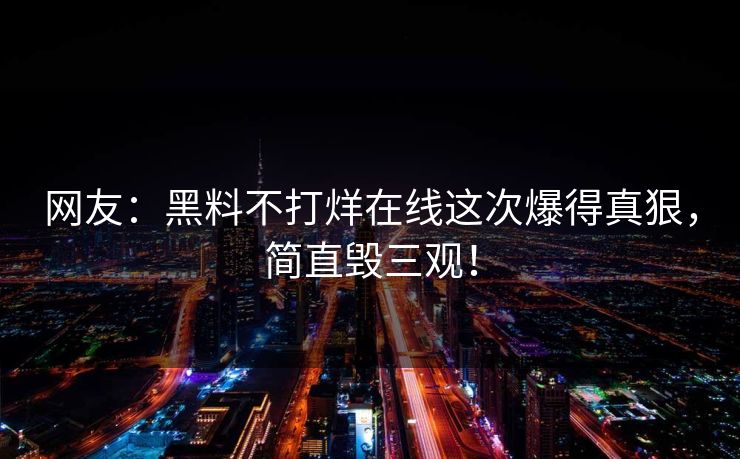 网友：黑料不打烊在线这次爆得真狠，简直毁三观！