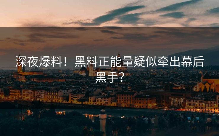 深夜爆料！黑料正能量疑似牵出幕后黑手？