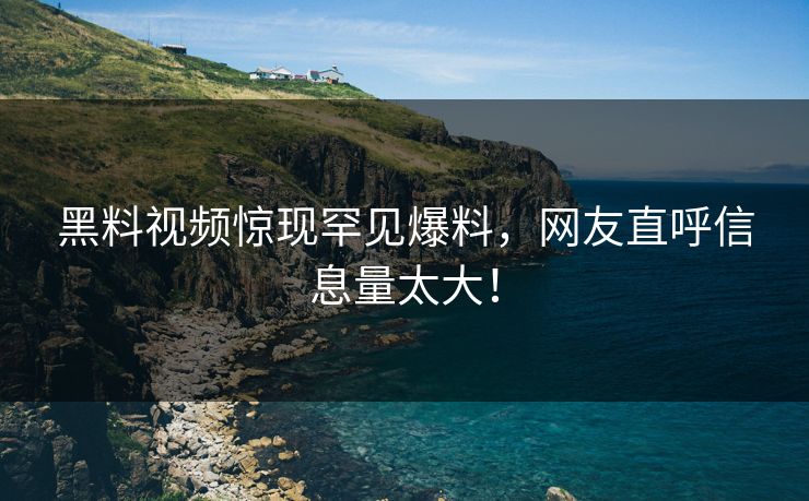 黑料视频惊现罕见爆料，网友直呼信息量太大！