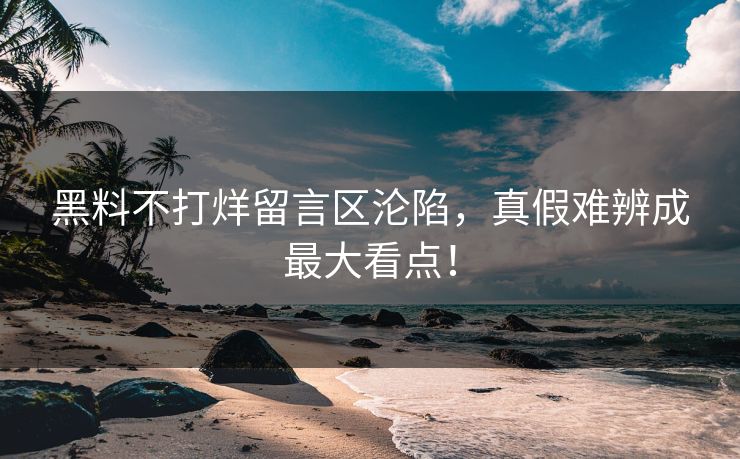 黑料不打烊留言区沦陷，真假难辨成最大看点！