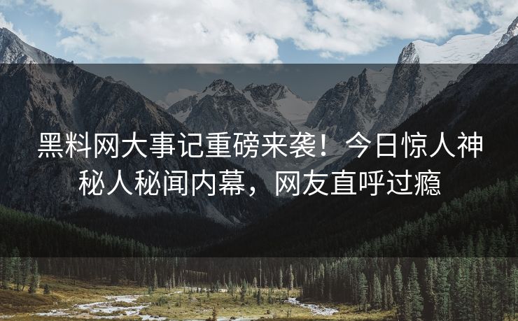 黑料网大事记重磅来袭！今日惊人神秘人秘闻内幕，网友直呼过瘾