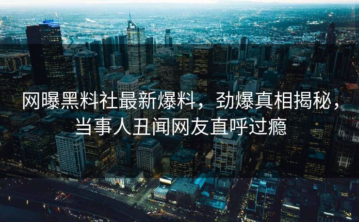 网曝黑料社最新爆料，劲爆真相揭秘，当事人丑闻网友直呼过瘾