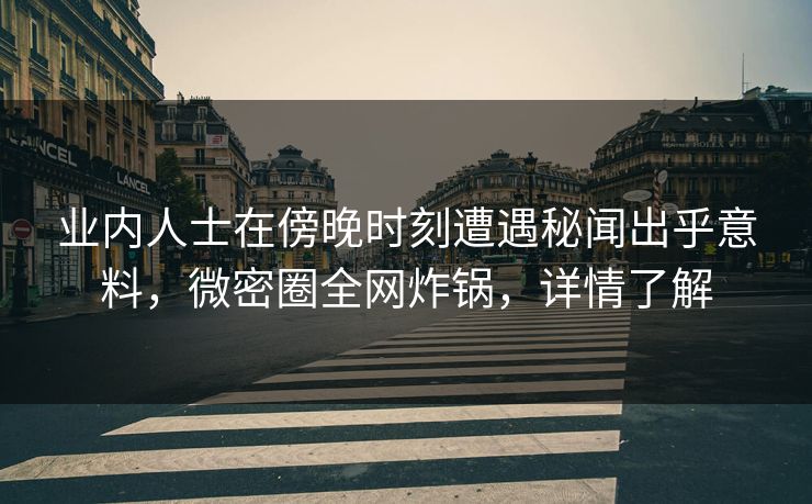 业内人士在傍晚时刻遭遇秘闻出乎意料，微密圈全网炸锅，详情了解