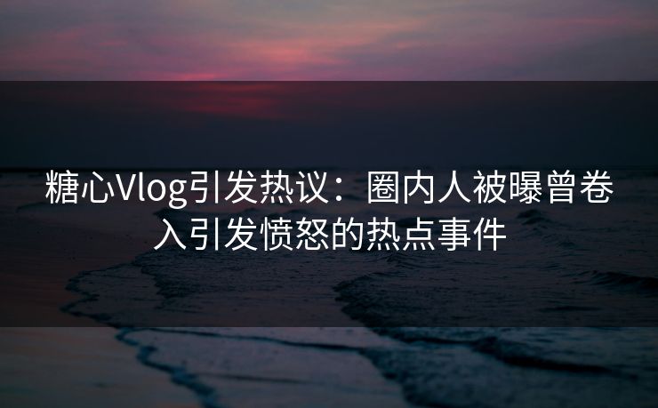 糖心Vlog引发热议:圈内人被曝曾卷入引发愤怒的热点事件 糖心Vlog引发热议:圈内人被曝曾卷入引发愤怒的热点事件