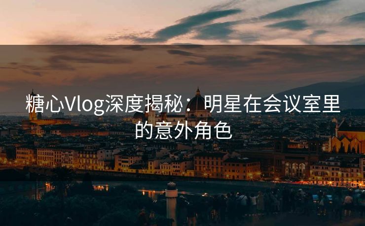糖心Vlog深度揭秘：明星在会议室里的意外角色