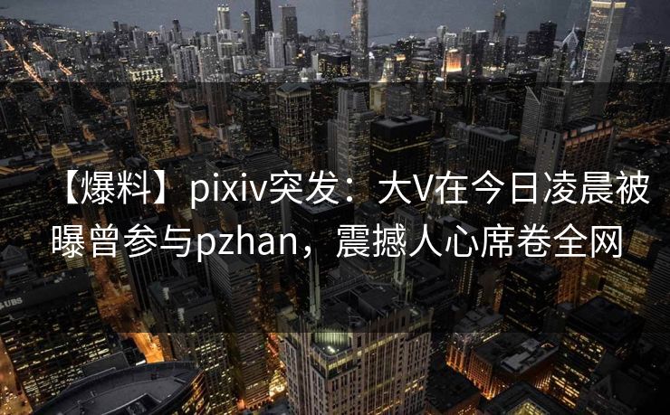 【爆料】pixiv突发：大V在今日凌晨被曝曾参与pzhan，震撼人心席卷全网