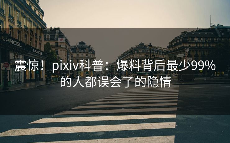 震惊！pixiv科普：爆料背后最少99%的人都误会了的隐情