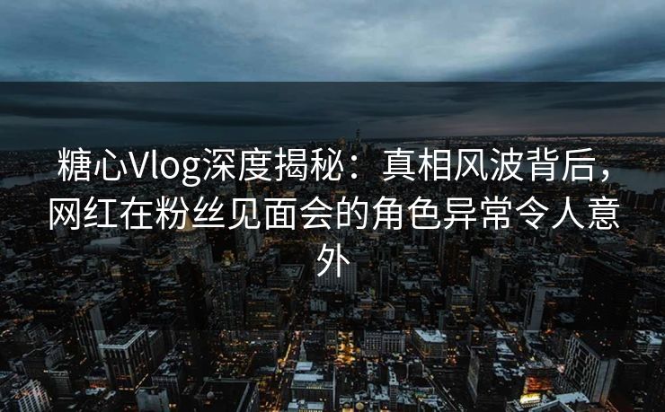 糖心Vlog深度揭秘：真相风波背后，网红在粉丝见面会的角色异常令人意外