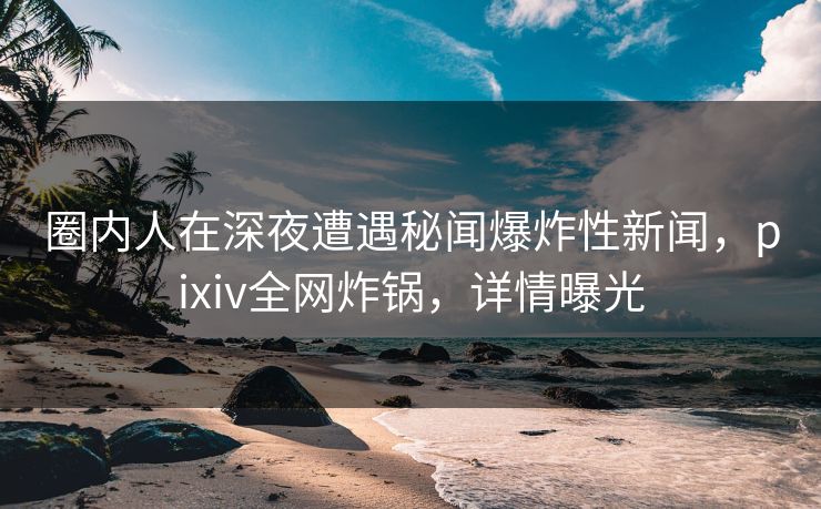 圈内人在深夜遭遇秘闻爆炸性新闻，pixiv全网炸锅，详情曝光