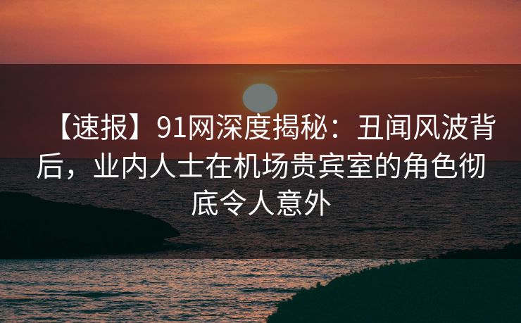 【速报】91网深度揭秘：丑闻风波背后，业内人士在机场贵宾室的角色彻底令人意外