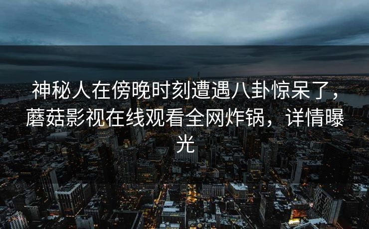 神秘人在傍晚时刻遭遇八卦惊呆了，蘑菇影视在线观看全网炸锅，详情曝光