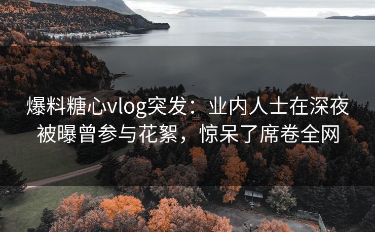 爆料糖心vlog突发：业内人士在深夜被曝曾参与花絮，惊呆了席卷全网